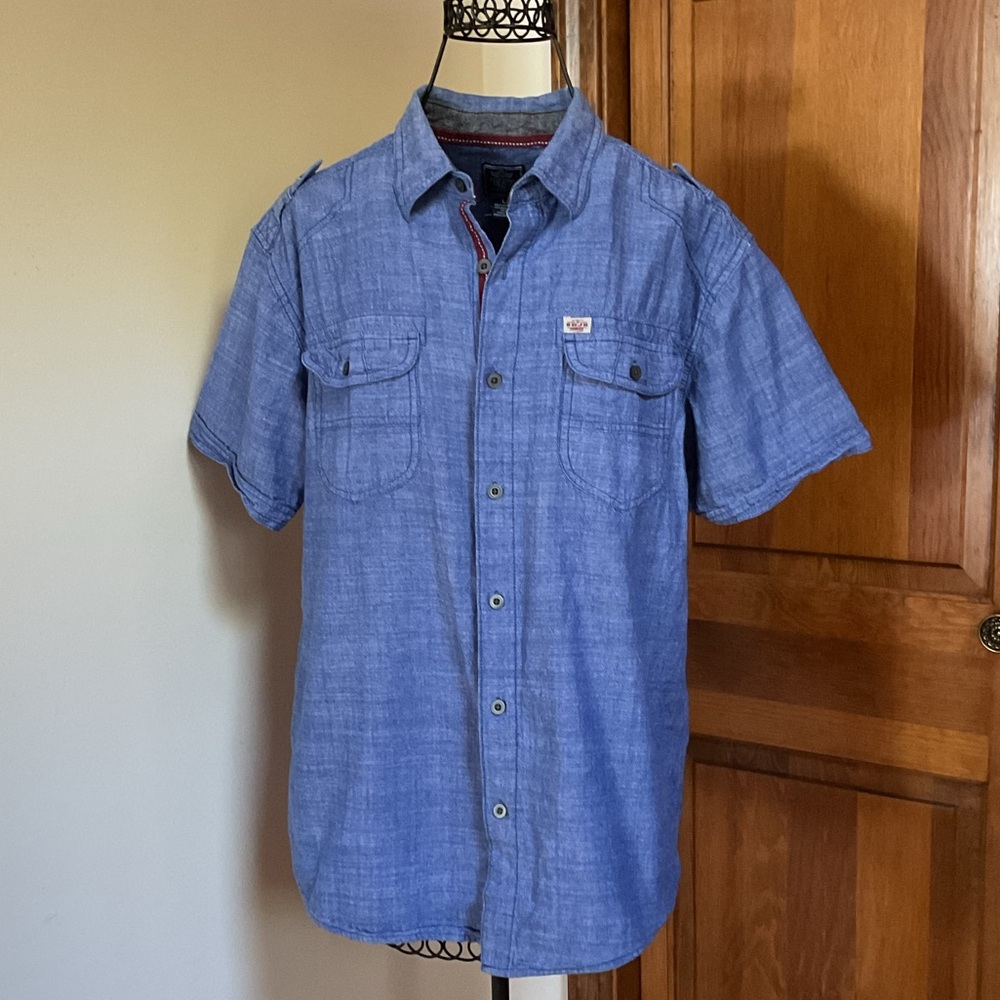 Black Jack Men's Blue Short Sleeve Shirt, L - Picture 1 of 5
